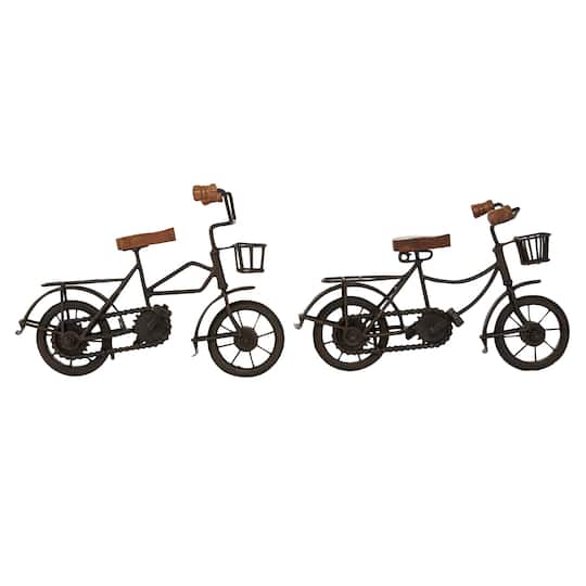11.5" Black Metal Bike Tabletop Sculptures, 2ct.